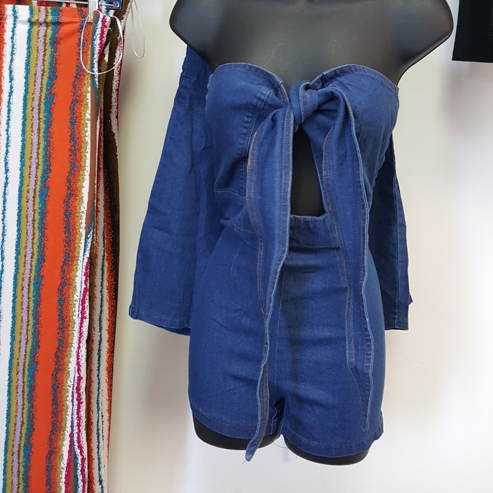 Super Fun Denim Romper - Picture 2 of 2